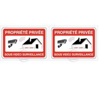 AUA SIGNALETIQUE - Autocollant PROPRIÉTÉ PRIVÉE sous vidéo Surveillance 24h/24-150x105 mm, Vinyl adhésif (Lot de 2)