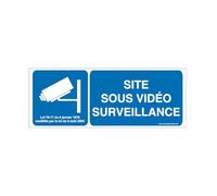 AUA SIGNALETIQUE - Autocollant Site Sous Vidéo Surveillance - 200x75 mm, Vinyl adhésif