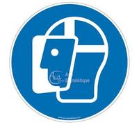 AUA SIGNALETIQUE - Autocollant Visière de Protection obligatoire M013 - Ø 130 mm, Vinyl adhésif