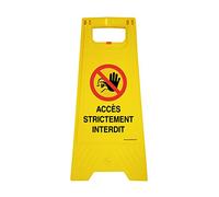 AUA SIGNALETIQUE - Chevalet de signalisation accès strictement interdit - Poids 1KG en plastique jaune