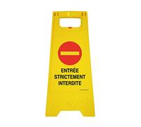 AUA SIGNALETIQUE - Chevalet de signalisation entrée strictement interdite - Poids 1Kg en plastique jaune