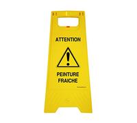 AUA SIGNALETIQUE - Chevalet de signalisation peinture fraiche - Poids 1KG en plastique jaune