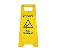 AUA SIGNALETIQUE - Chevalet de signalisation sol Glissant - Poids 1KG en plastique jaune