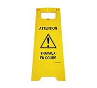 AUA SIGNALETIQUE - Chevalet de signalisation travaux en cours - Poids 1KG en plastique jaune
