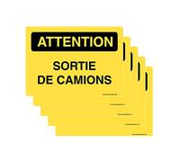 AUA SIGNALETIQUE -Lot de 5 Panneaux De Chantier AKILUX 5mm - Attention Sortie De Camions - 420x300 mm - 4 Trous