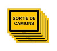 AUA SIGNALETIQUE -Lot de 5 Panneaux De Chantier AKILUX 5mm - KC1 - Sortie DE CAMIONS - 800x600 mm