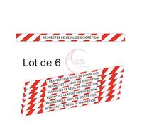 AUA SIGNALETIQUE - Lot de 6 Bandes de Marquage au Sol - Respectez Le seuil de discrétion - Rouge - Autocollant laminé - 1000x70 mm