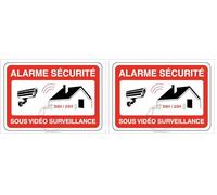 AUA SIGNALETIQUE - Panneau Alarme sécurité sous vidéo Surveillance 24h/24 PROPRIÉTÉ PRIVÉE - 150x105 mm, Aluminium 3 mm (Lot de 2)