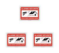 AUA SIGNALETIQUE - Panneau Alarme Sécurité sous Vidéo Surveillance 24H/24 Propriété Privée - 150X105 Mm, Aluminium 3 Mm, Paquet de 3