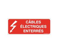 AUA SIGNALETIQUE - Panneau Câbles électriques enterrés - 200x75 mm, Aluminium Dibond 3mm