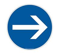 AUA SIGNALETIQUE - Panneau De Signalisation Circulaire en PVC 1.5 mm (Ø 170 mm, Flèche Direction)