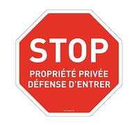 AUA SIGNALETIQUE - Panneau De Signalisation Circulaire en PVC 1.5 mm (Ø 170 mm, Stop Propriété Privée 2)