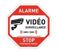 AUA SIGNALETIQUE - Panneau De Signalisation Circulaire en PVC 1.5 mm (Ø 290 mm, Alarme Sous Vidéo Surveillance 2)