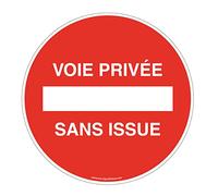 AUA SIGNALETIQUE - Panneau De Signalisation Circulaire en PVC 1.5 mm (Ø 400 mm, Voie Privée - Sans Issue)