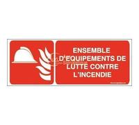 AUA SIGNALETIQUE - Panneau ISO 7010 Ensemble d'équipements de Lutte Contre l'incendie F004-B - 480x180 mm, Vinyl adhésif