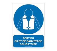 AUA SIGNALETIQUE - Panneau Port du Gilet de Sauvetage obligatoire - 210x300 mm, Aluminium Dibond 3mm