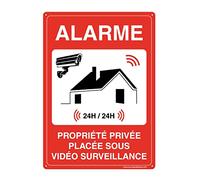 AUA SIGNALETIQUE - Panneau Prépercé (4 Trous) avec Angles arrondis - PVC Rigide 1.5 mm - (150x210 mm, Alarme)