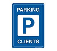 AUA SIGNALETIQUE - Panneau Prépercé (4 Trous) avec Angles arrondis - PVC Rigide 1.5 mm - (150x210 mm, Parking Clients)