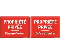 AUA SIGNALETIQUE - Panneau Prépercé (4 Trous) avec Angles arrondis - PVC Rigide 1.5 mm - (210 x 150 mm, Défense d'entrer Propriété Privée) (Lot de 2)