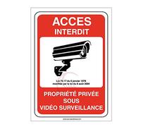 AUA SIGNALETIQUE - Panneau Propriété privée sous surveillance vidéo accès interdit - 150x210 mm, PVC 1.5mm