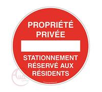 AUA SIGNALETIQUE - Panneau propriété privée stationnement réservé aux résidents - Ø 230 mm, Aluminium Dibond 3mm