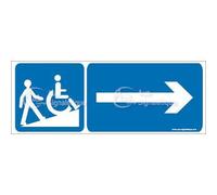 AUA SIGNALETIQUE - Panneau Rampe Mixte Droite - B - 160x60 mm, PVC 1.5mm