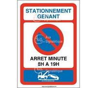 AUA SIGNALETIQUE - Panneau Stationnement Arrêt Minute-AI - 450x630 mm, PVC 1.5mm