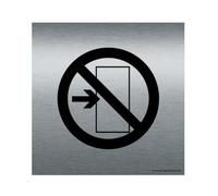 AUA SIGNALETIQUE - Plaque Alu Brossé Sortie Interdite - 200x200 mm
