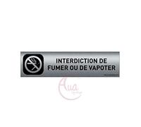 AUA SIGNALETIQUE - Plaque Aluminium brossé imprimé AluSign DARK - 200x50 mm - Double Face adhésif au dos (Ne pas fumer vapoter)