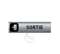 AUA SIGNALETIQUE - Plaque Aluminium brossé imprimé AluSign DARK - 200x50 mm - Double Face adhésif au dos (Sortie à droite)