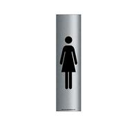 AUA SIGNALETIQUE - Plaque de porte Aluminium brossé imprimé AluSign - 200x50 mm - Double Face adhésif au dos - Impression UV directement sur l'aluminium (Pas de contre collage) (Toilettes F/Vertical)
