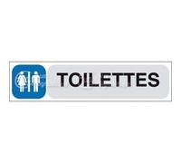 AUA SIGNALETIQUE - Plaque de porte Toilettes - AuaSign Plexiglas 4 mm avec double face adhésif au dos - Plexi imprimé avec fond blanc