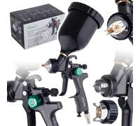 Auarita - Pulvérisateur de Peinture - Pistolet pulvérisateur - pour la Peinture, la carrosserie Automobile, réglage à 3 Niveaux, 1,7 mm buse, réservoir de 600 ML - Technologie LVMP, kit