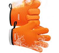 AUAUY 1 Paire Gants de Cuisine en Silicone, Gants de Four Anti Chaleur | Résistant à La Chaleur jusqu'à 230 °C, Gants de Cuisine Antidérapants pour Grillades, Cuisine, Four, Micro-Ondes, Orange