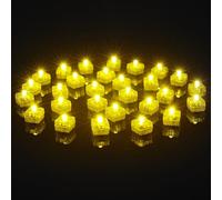 AUAUY 30pcs Mini LED Ballons Lumineux, Carré Lampe Fête Constamment Allumée | Lumineuses Réutilisable et Étanches pour Anniversaire, Mariage, Fêtes, Halloween, Noël Décoration (Blanc Chaud)