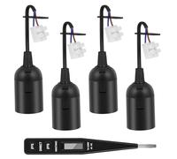 AUAUY 4PCS Douille E27 avec Fil, Douille de Lampe + Testeur de Tension VDE | Douille de Lampe E27 avec Pince Enfichable, Noir