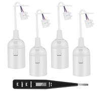 AUAUY 4PCS Douille E27 avec Fil, Douille de Lampe + Testeur de Tension VDE | Douille de Lampe E27 avec Pince Enfichable, Blanc