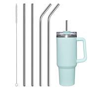 AUAUY 4PCS Pailles en Stainless Steel Réutilisables | Paille Stainless Steel avec Brosse de Nettoyage Compatible avec la Tasse de Voyage Stanley Adventure Quencher de 1182ML