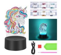 AUAUY 5D Diamond Painting Lampe, Licorne LED Creatif Diamand Painting | Kit de Bricolage Veilleuse, 7 Couleurs Veilleuse, pour Chambre Décor, Cadeaux Anniversaire