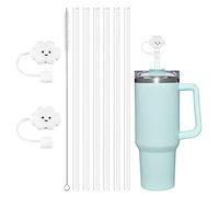 AUAUY 6PCS Pailles en Plastique Réutilisables, Paille Plastique avec Brosse de Nettoyage & Couvre Paille Compatible avec la Tasse de Voyage Stanley Adventure Quencher de 1182ML/ 887ML