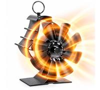 AUAUY 8 Pales Ventilateur Poêle à Bois, Alimenté par la chaleur, Silencieux | Ventilateur de Cheminée, sans électricité, Plage de Température Optimale: 80 °C-250 °C, pour poêle à bois/cheminée/granulés
