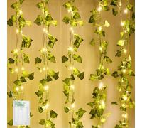 AUAUY Guirlande Lumineuse de Feuilles, 10m 100 LED Guirlande Lumineuse | Chaîne Lumineuse de Lierre Alimenté par Pile avec Télécommande, pour Chambre à Coucher, Jardin, Décoration Murale