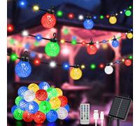 AUAUY Guirlande Lumineuse Guinguette Extérieur 12M, Guirlande Lumineuse Solaire Extérieur, 25 Ampoules 100 LED, 8 Modes, Étanche IP65, pour Terrasse, Jardin, Cour, Pergola, Balcon - Coloré