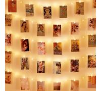 AUAUY Guirlande Lumineuse Photo, 10M 100 LED, Avec 60 Photo Clips | USB Alimenté, Guirlande Lumineuse Interieur Photo Chambre LED pour Accroche Photo, Decoration Chambre, Noël