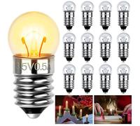 AUAUY Lot de 12 Mini Ampoules E10 DC 3.5V 0.3A, Blanc Chaud 3000K, E10 à Culot à Vis, Petite Ampoule Globulaire pour Lampe Torche, Expériences Électriques, Voyant de Signalisation