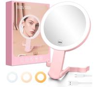 AUAUY Miroir Grossissant Lumineux, 30X/1X Double Face, Rotation à 360° | Miroir Maquillage Rechargeable avec 3 Couleurs éclairage, Luminosité réglable, Pliable Portable pour Voyage, Table