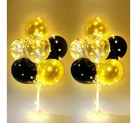 AUAUY Support de Ballon, 2 Set Table Décoration Porte Ballons, Kit de Support de Ballon 28", Porte-ballon Transparent Réutilisable avec 16 Ballons, pour la Fête D'anniversaire, Mariage (Or)