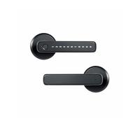 AUBEST Serrure de porte intelligente, Serrure à empreinte digitale avec poignée et code d'accès biométrique sans or chambre coucher ou bureau(Password)