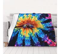 AUBKFELD Exotic Tribe Couverture en flanelle imprimée style tie and dye 102 x 76 cm, douce et chaude pour canapé/lit/voiture, cadeau pour Audlts, femmes et hommes