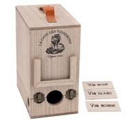 AUBRY GASPARD - Boite à Cubi 3L en Bois - 19,5x12x23 cm - Anse Polyuréthane Marron - 3 Étiquettes: Vin Rouge, Vin Blanc, Vin Rosé - Fermeture Loquet - Élégant et Pratique pour Arts de la Table